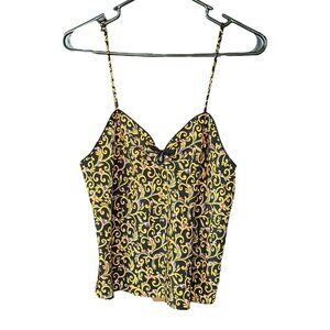 VFM Womens VTG Camisole Tank Size 36 Black Gold Printed Renaissance Victorian